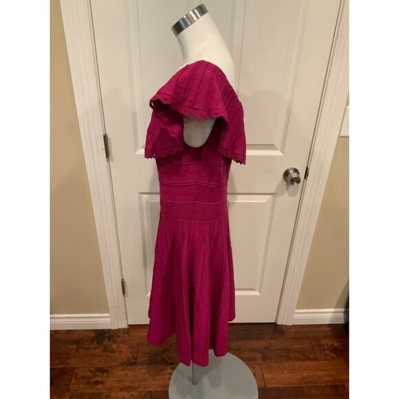 Ted Baker Fuchsia Purple Off The Shoulder Dilpree Knit Mini Dress, Size 4 / L - Picture 6 of 8